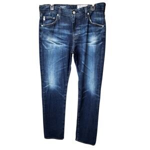 New AG Adriano Goldschmied Men's Blue Dark Wash Slim Fit Jeans Size 32